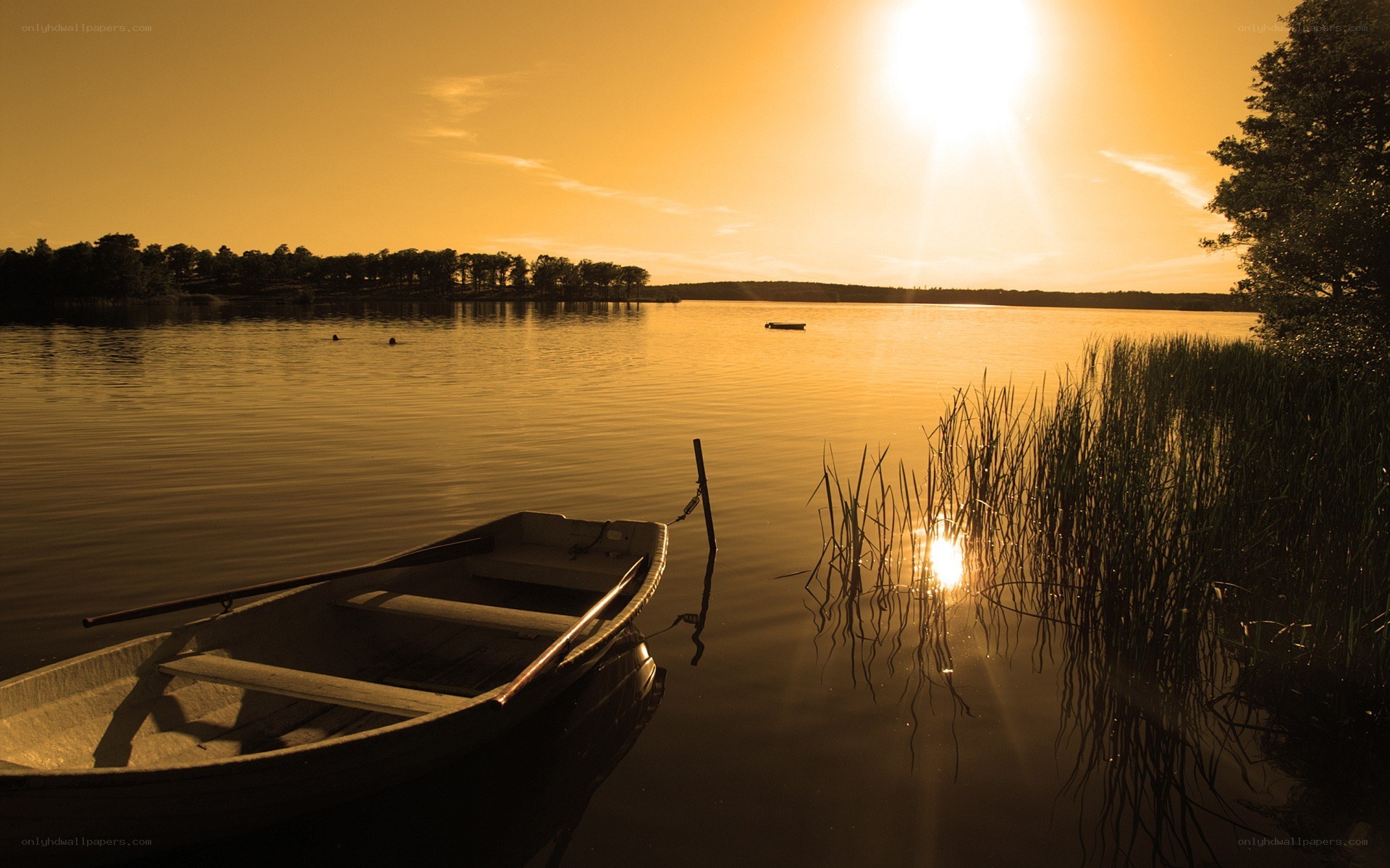 Sunset on a calm lake