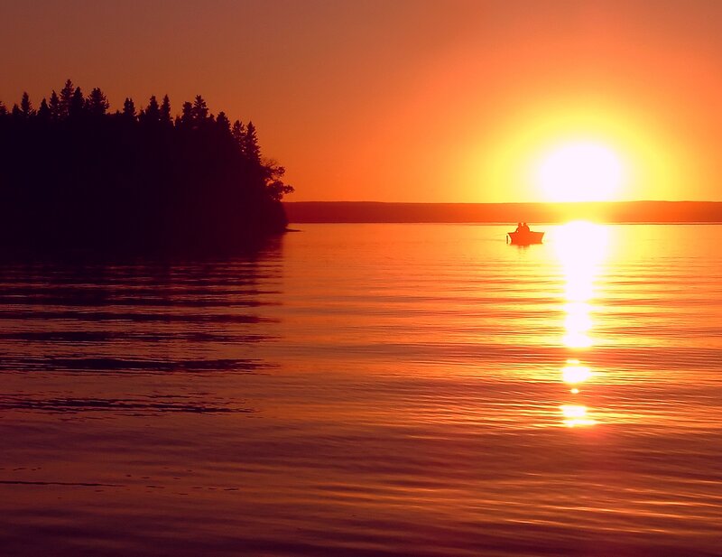 Sunset on a calm lake