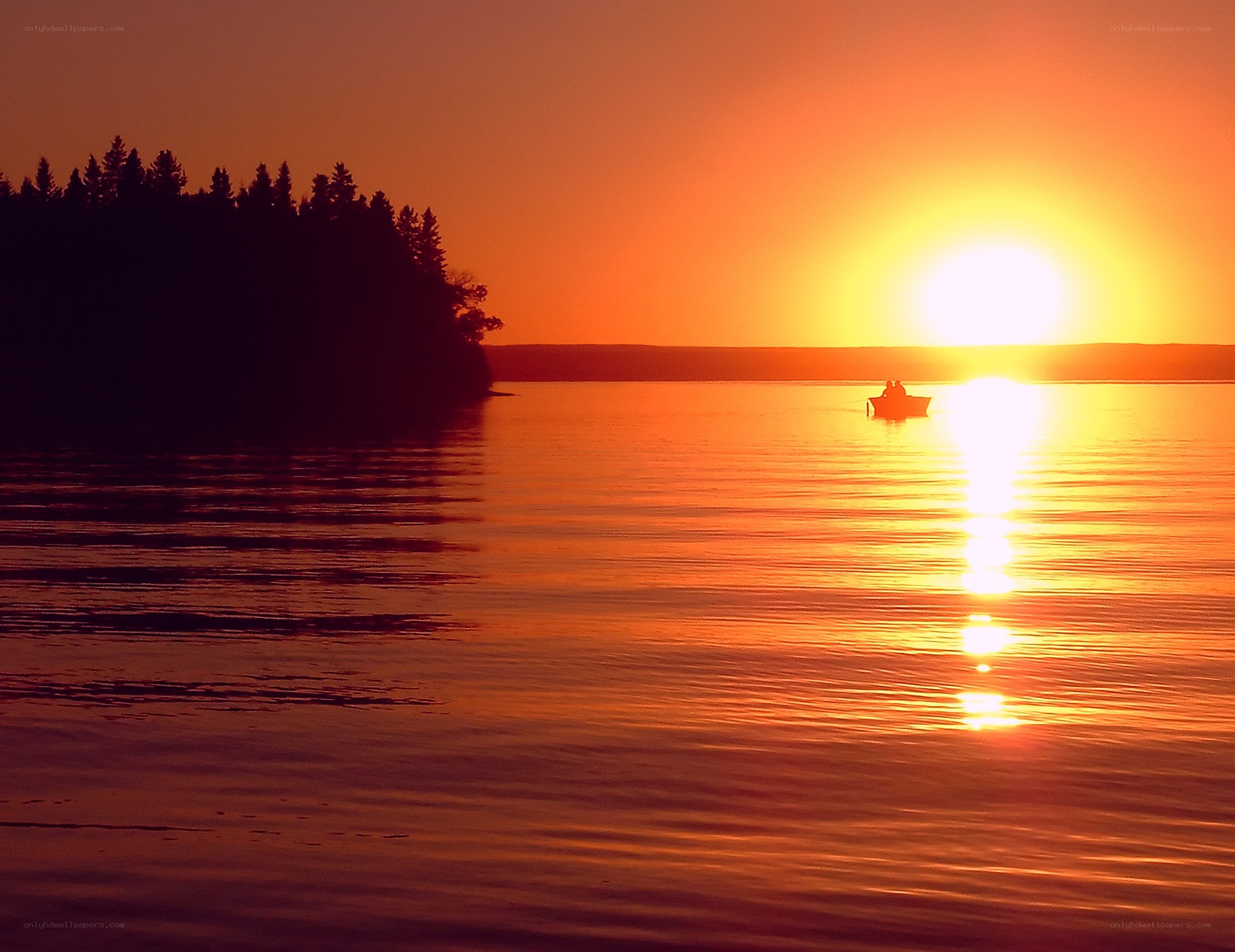 Sunset on a calm lake