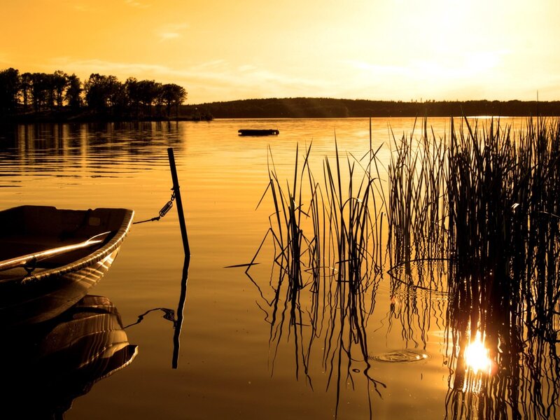 Sunset on a calm lake
