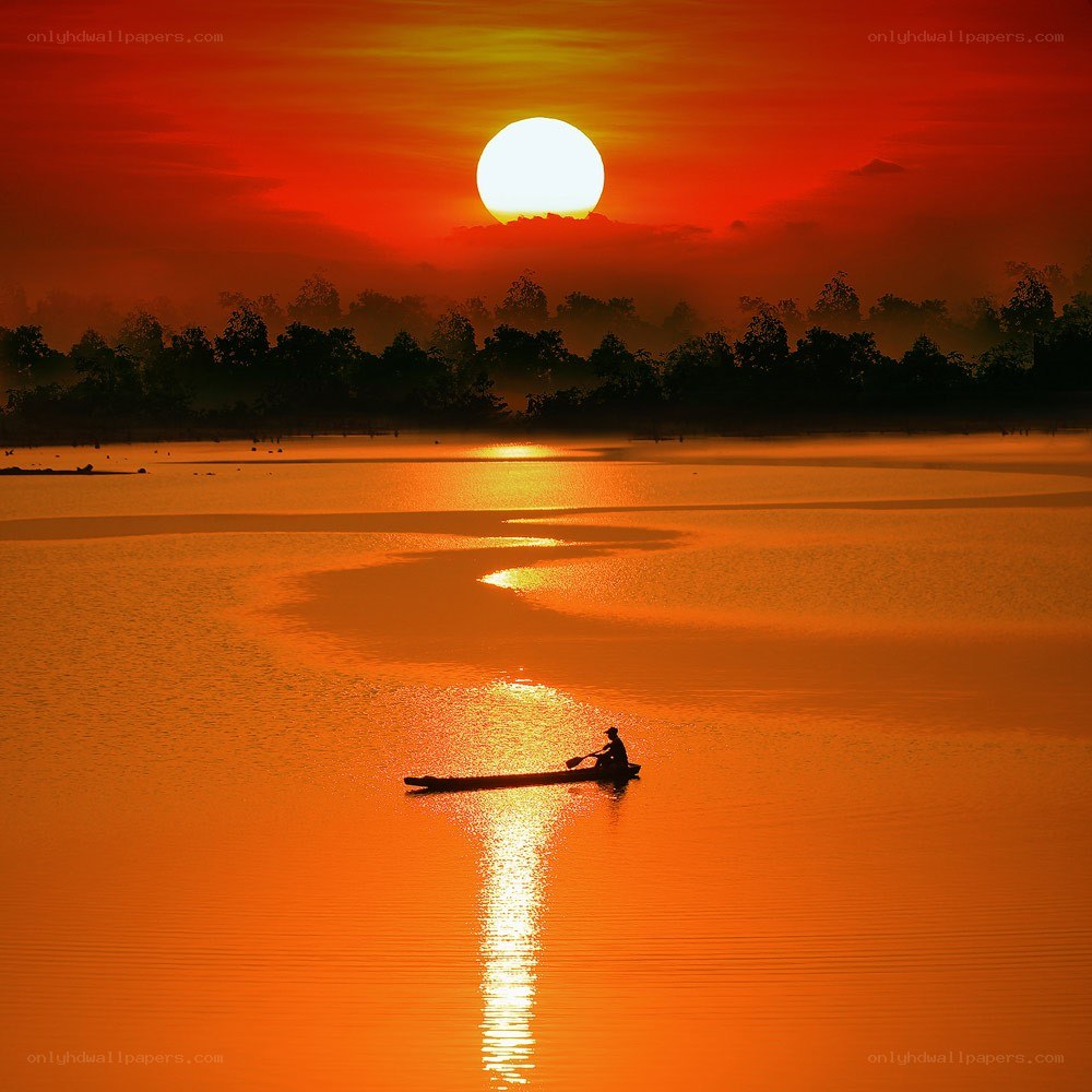 Sunset on a calm lake
