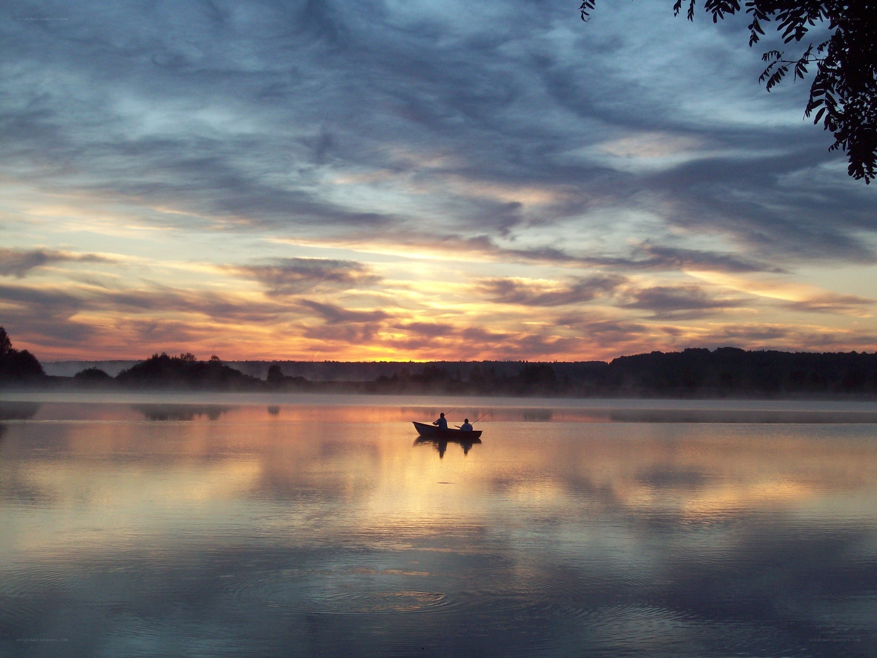 Sunset on a calm lake