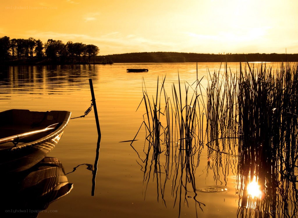 Sunset on a calm lake