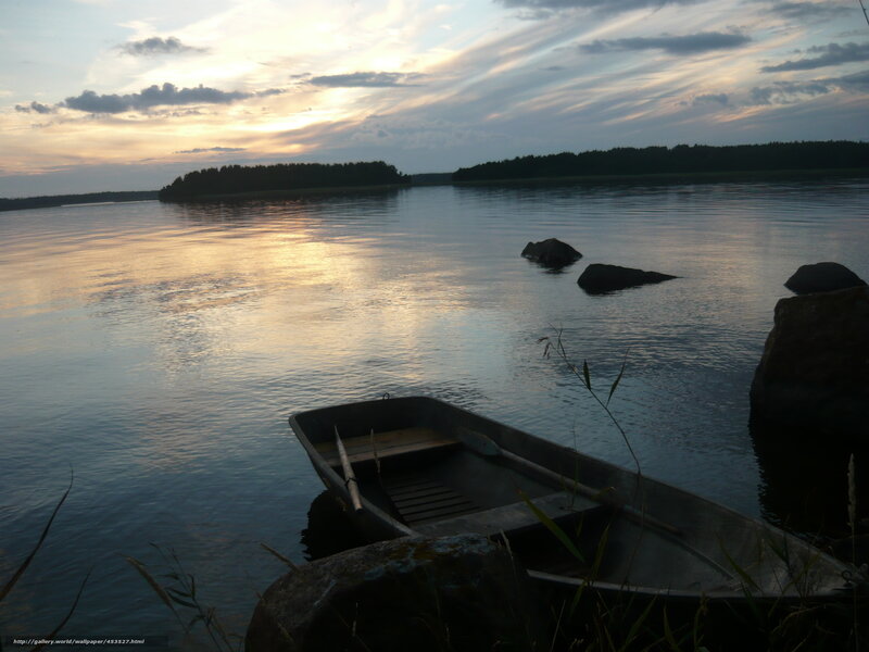 Sunset on a calm lake