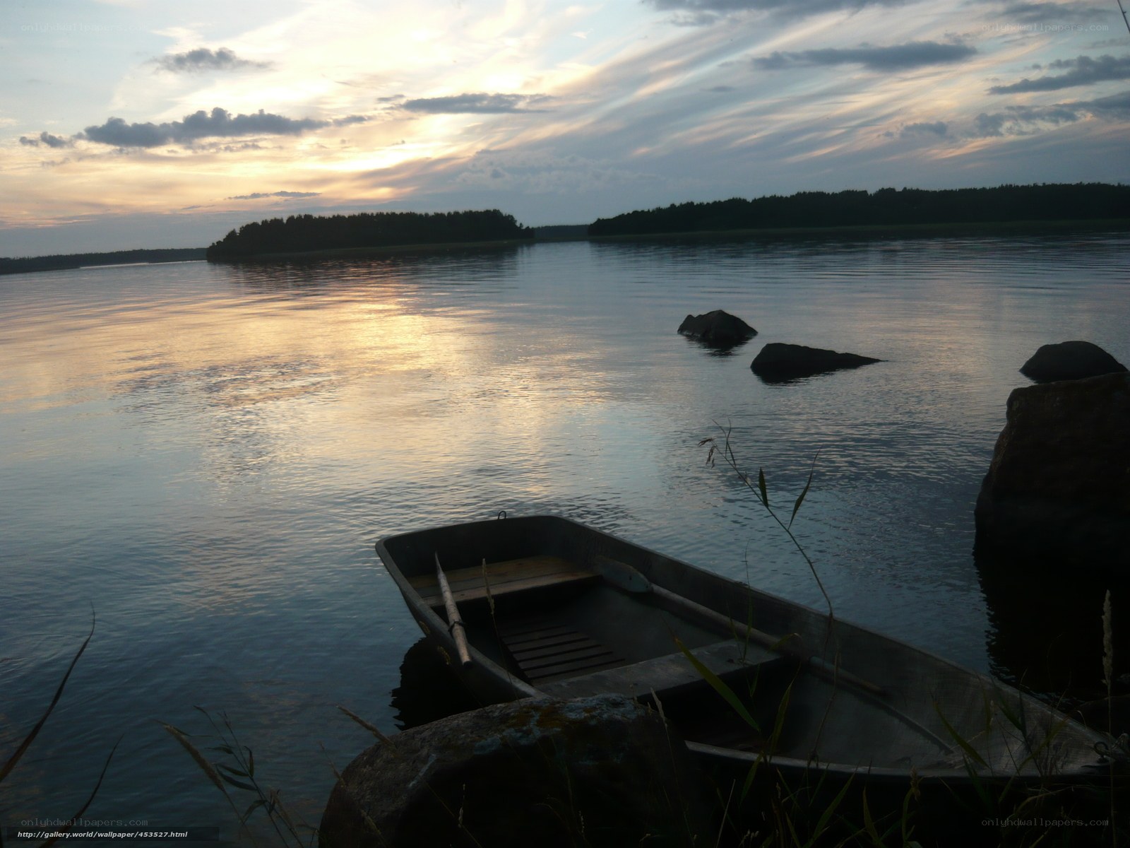 Sunset on a calm lake