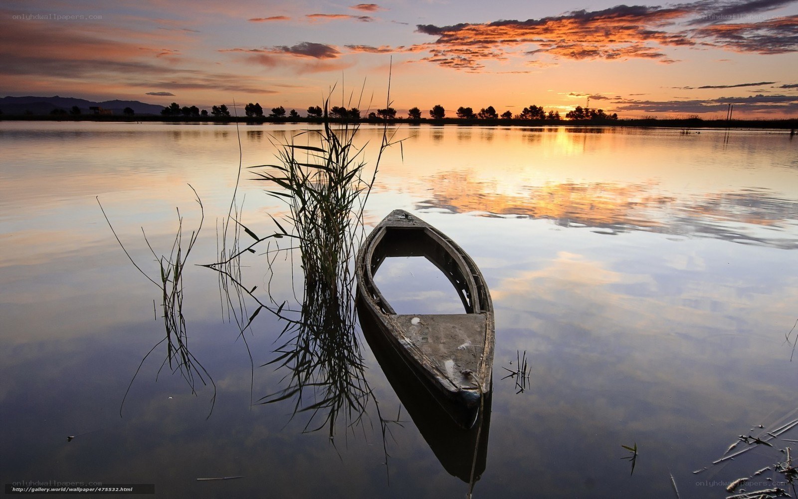 Sunset on a calm lake