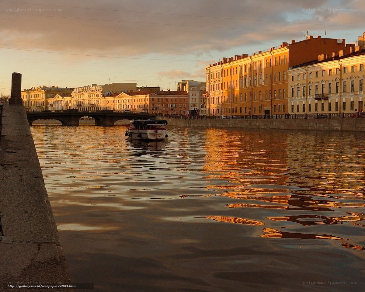 Sunset on a city river