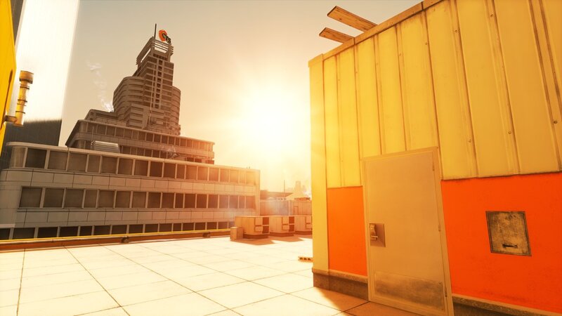 Sunset on a city rooftop