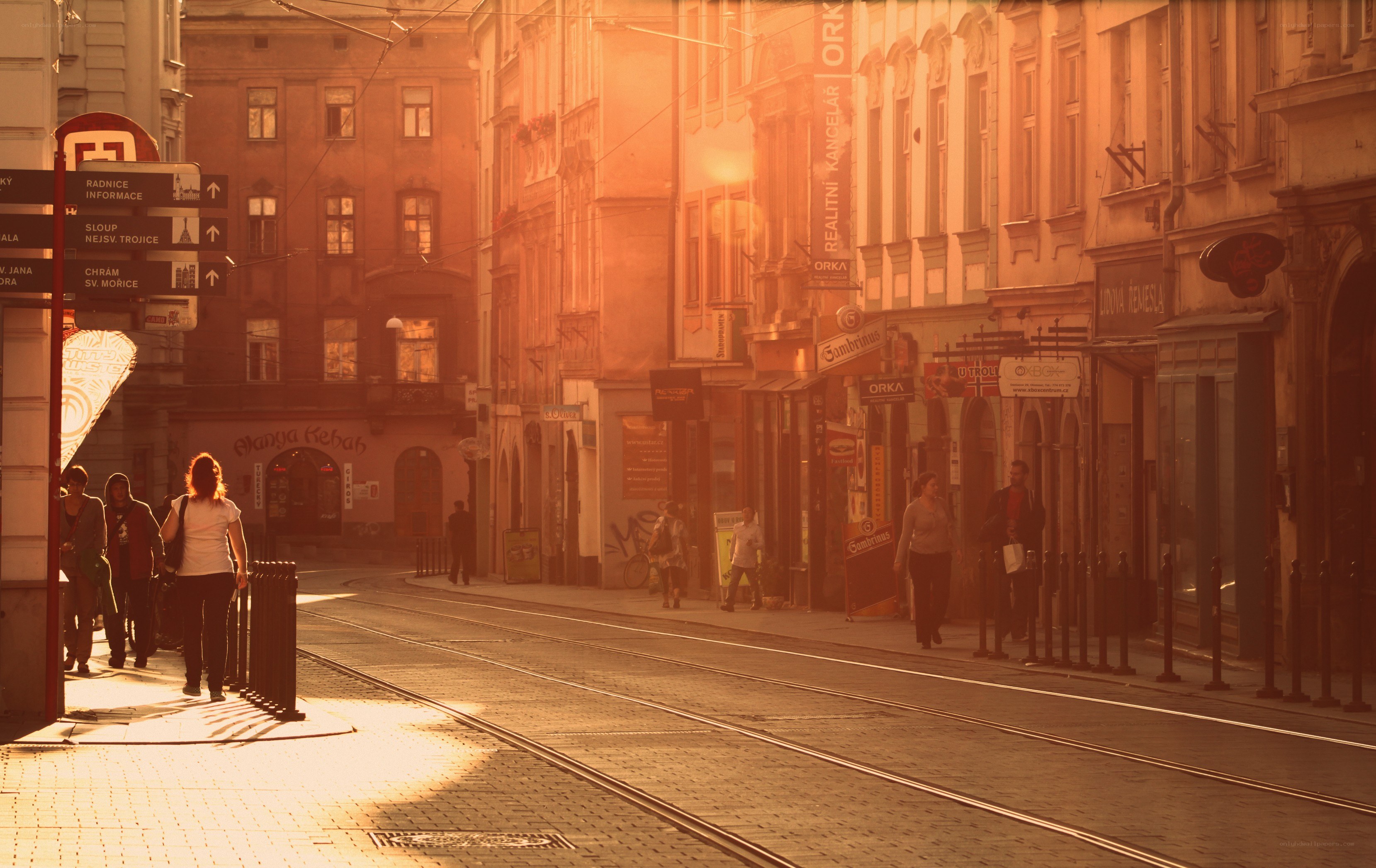 Sunset on a city street
