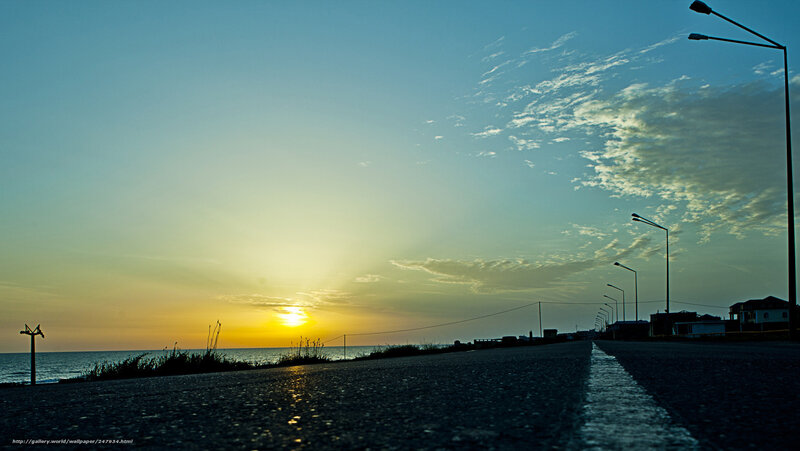 Sunset on a coastal road