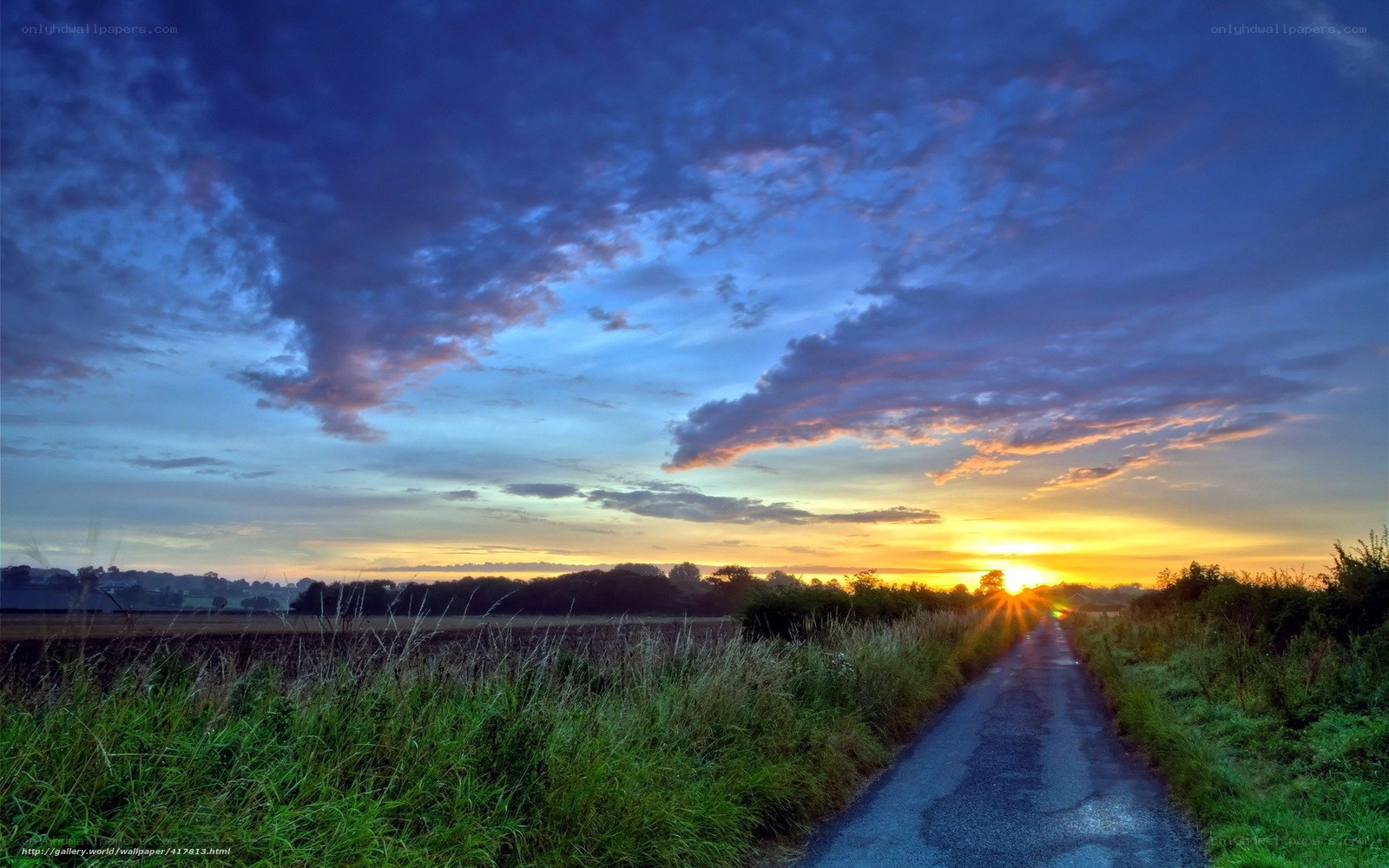 Sunset on a country path