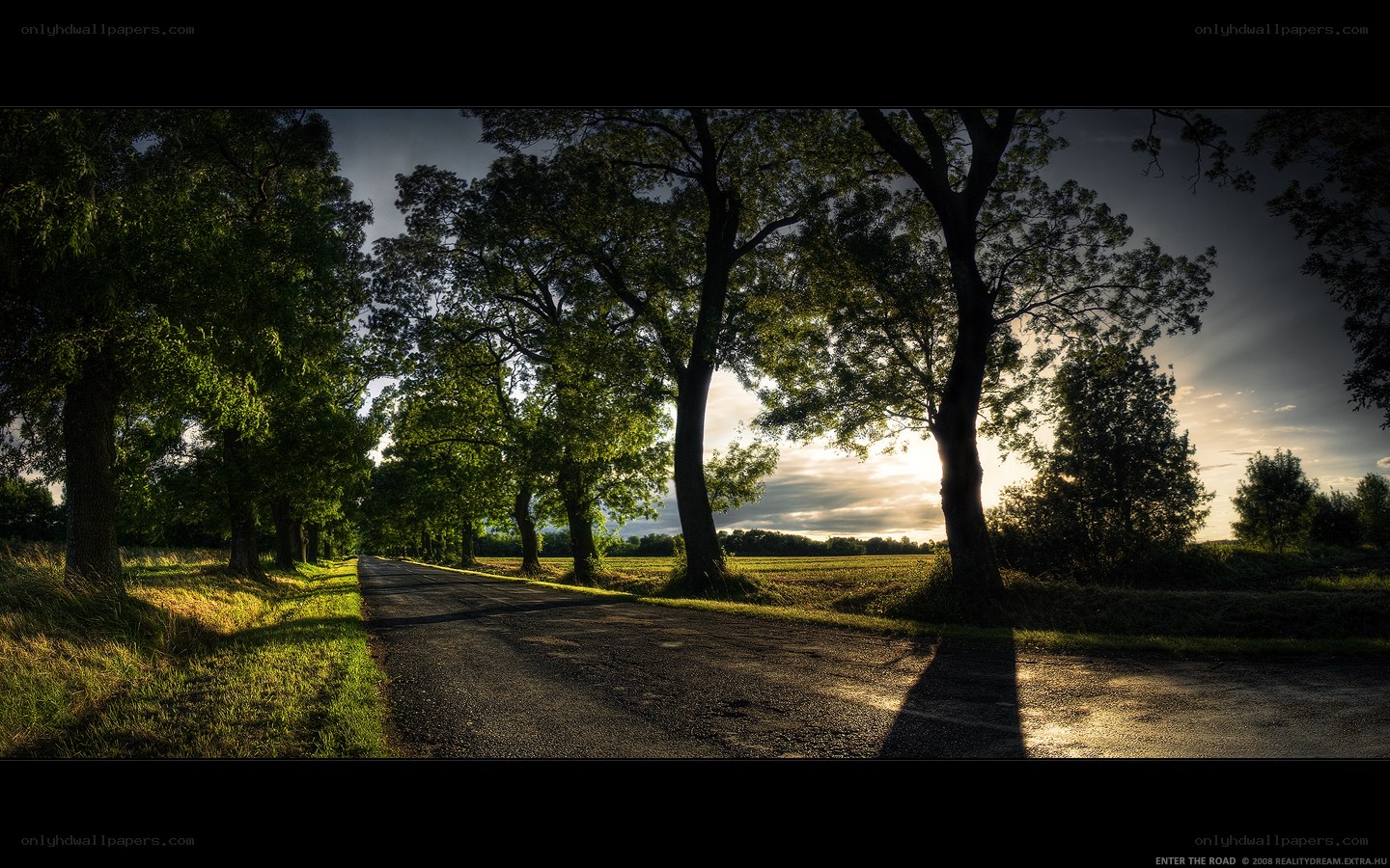 Sunset on a country road