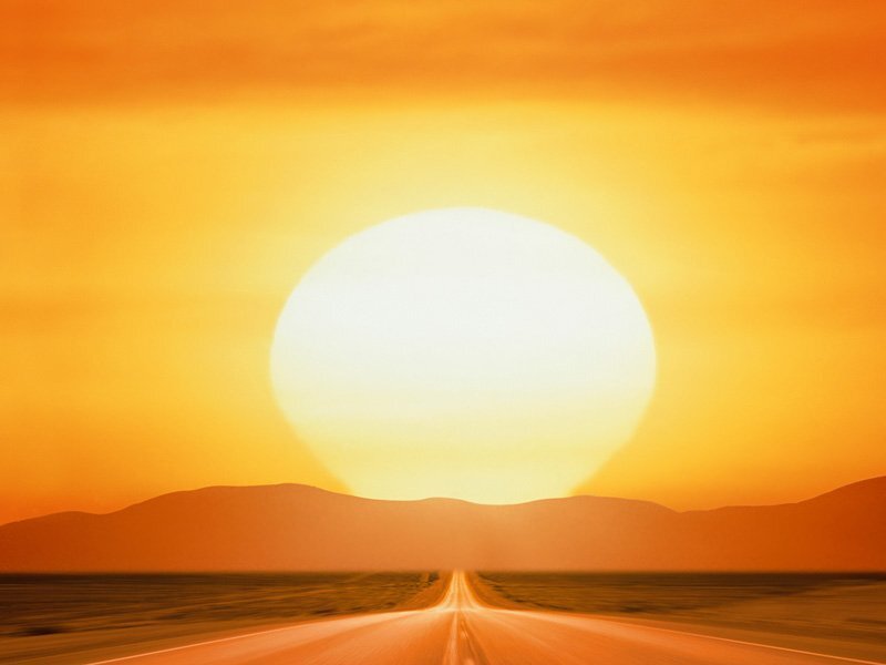 Sunset on a desert highway