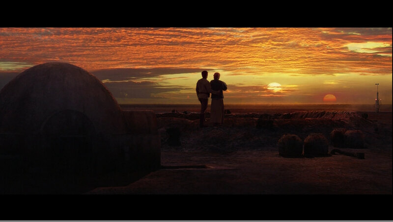 sunset on a desert planet
