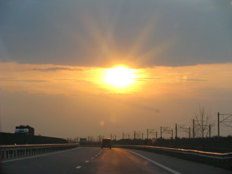 Sunset on a highway