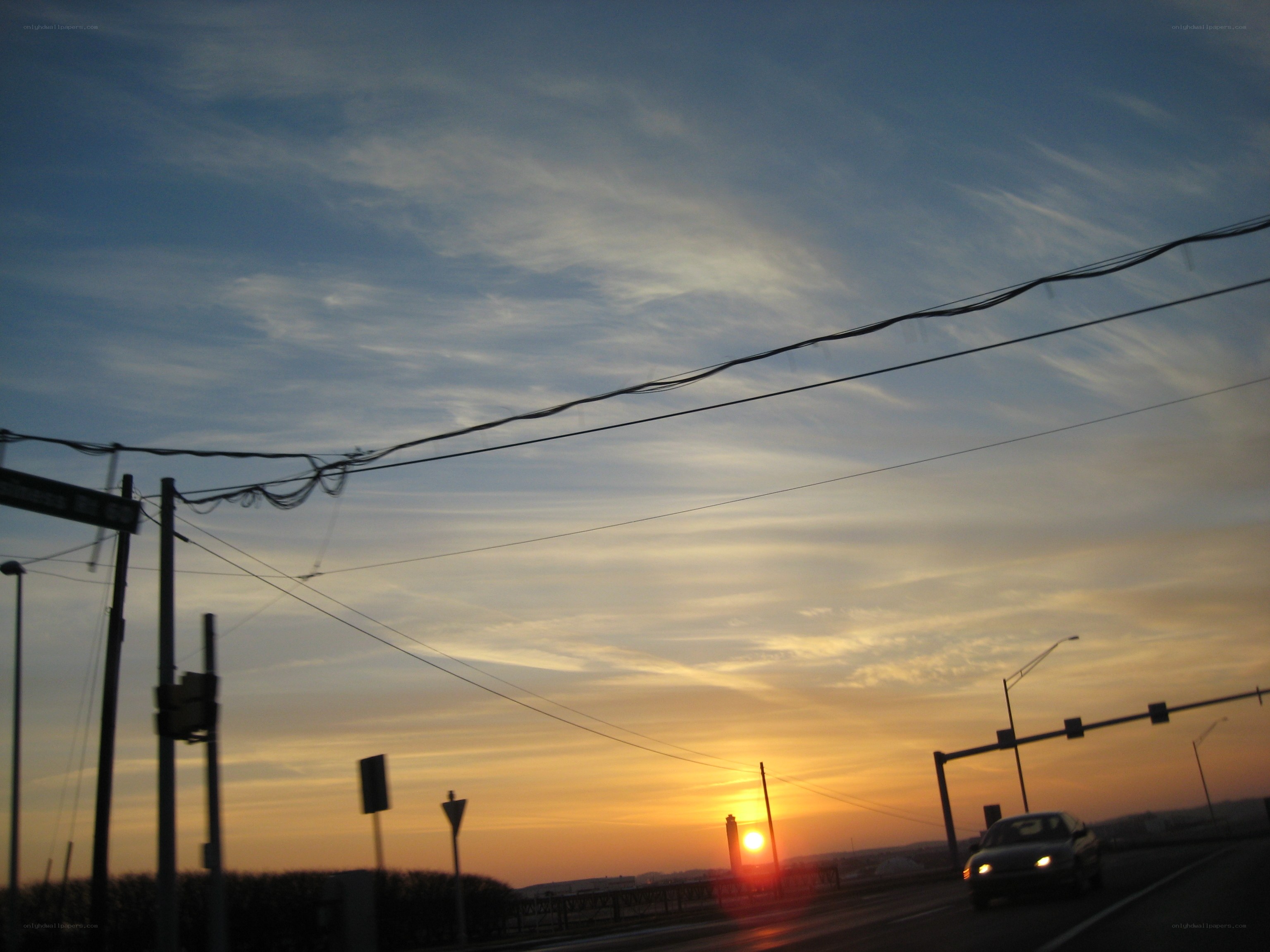 Sunset on a highway