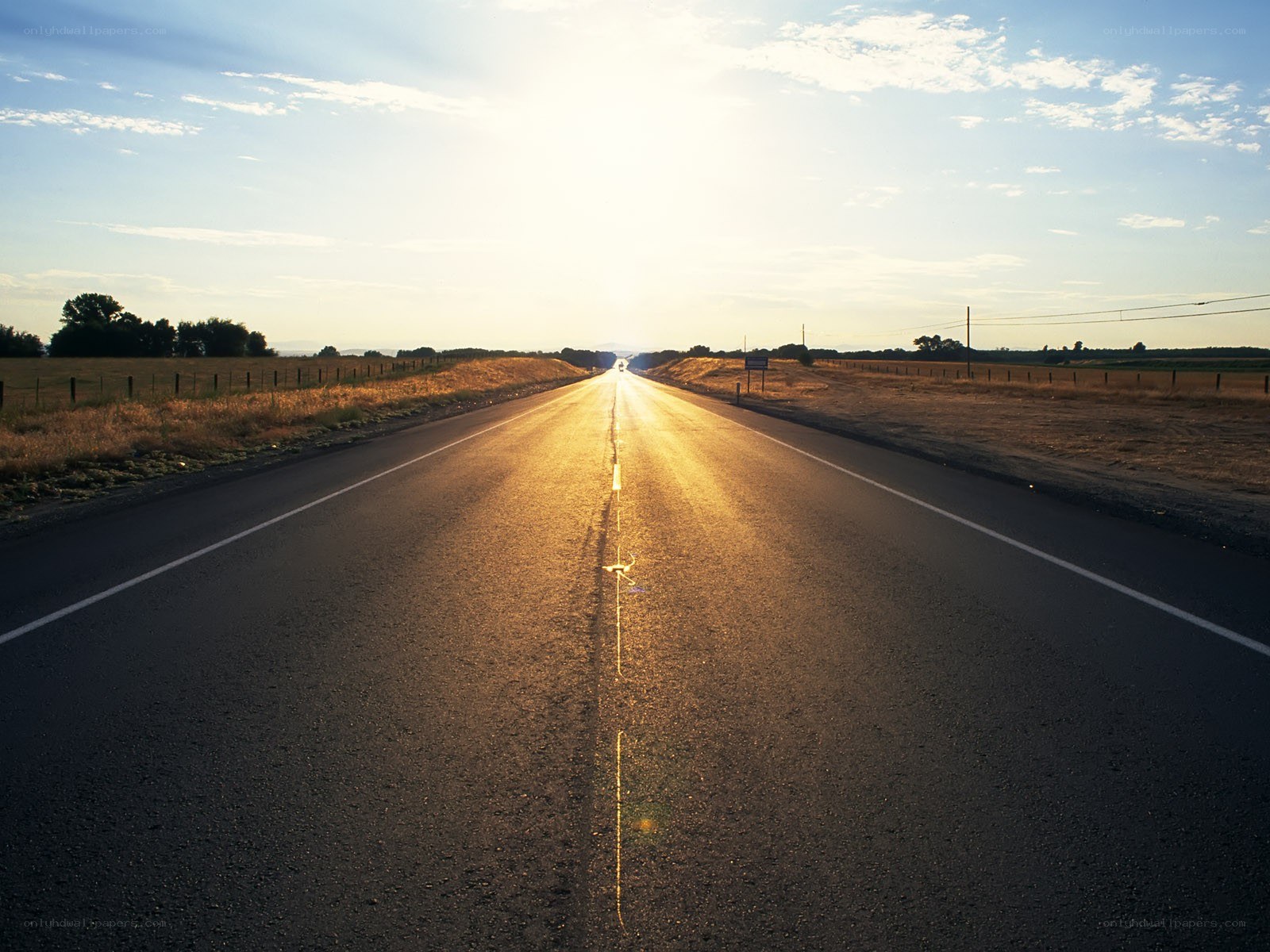 Sunset on a long road