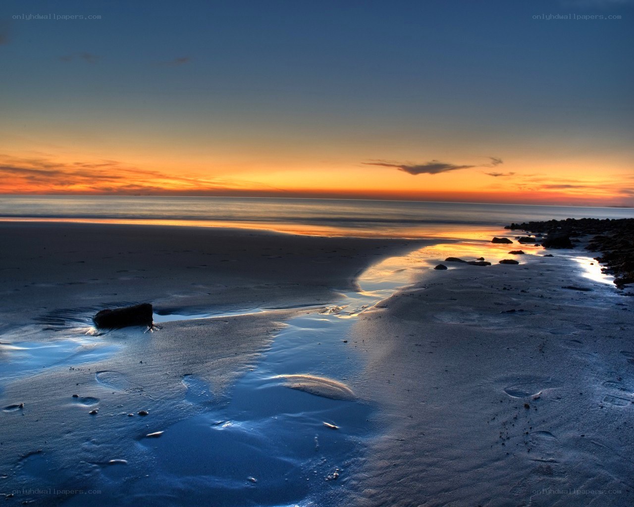 sunset on a quiet beach