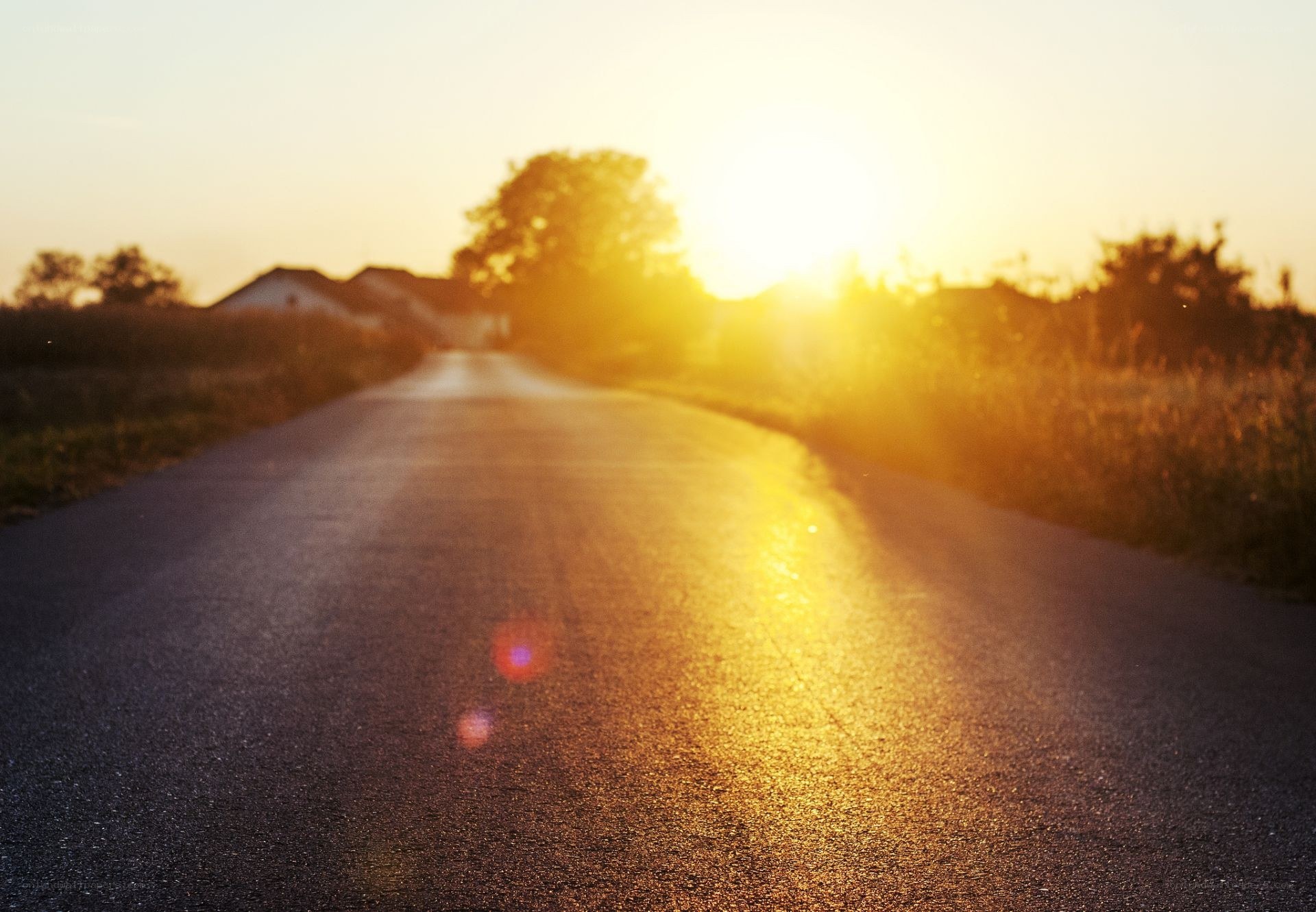 Sunset on a quiet road
