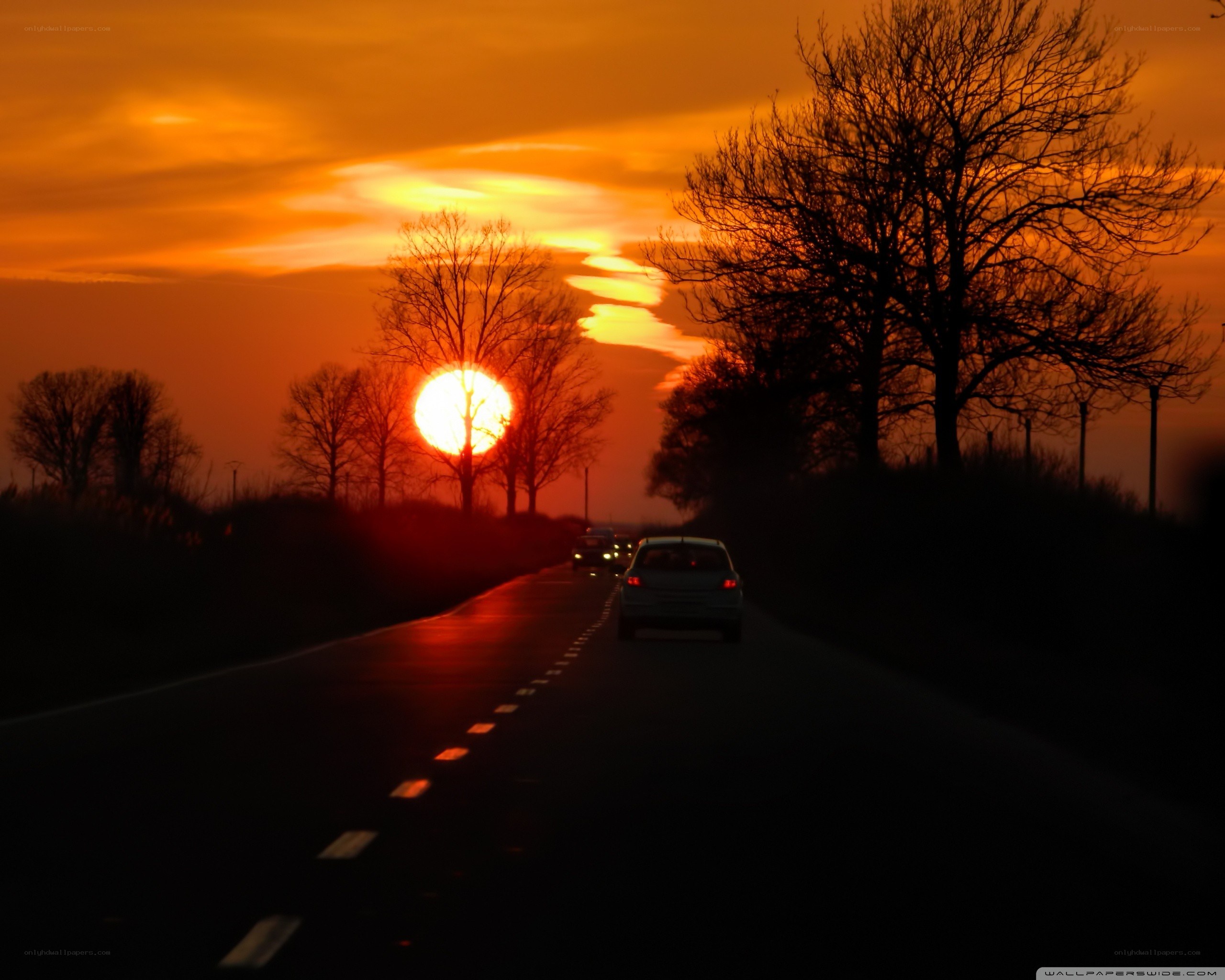 Sunset on a quiet road