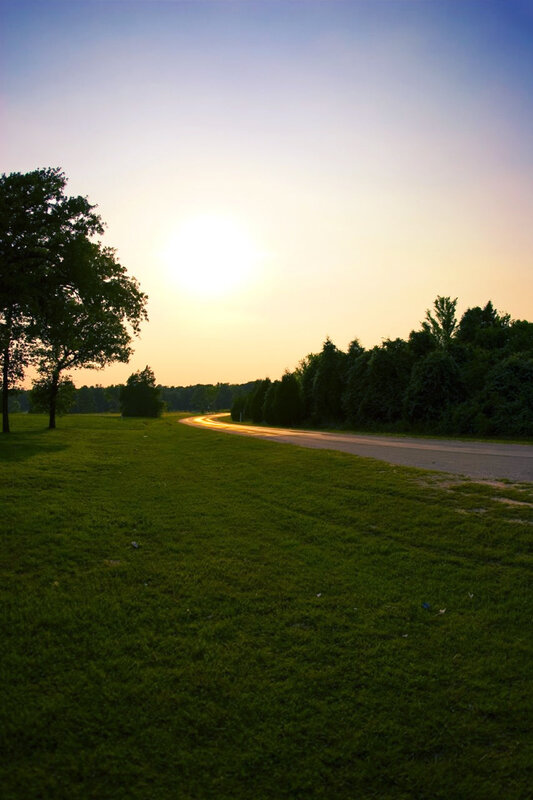 Sunset on a quiet road