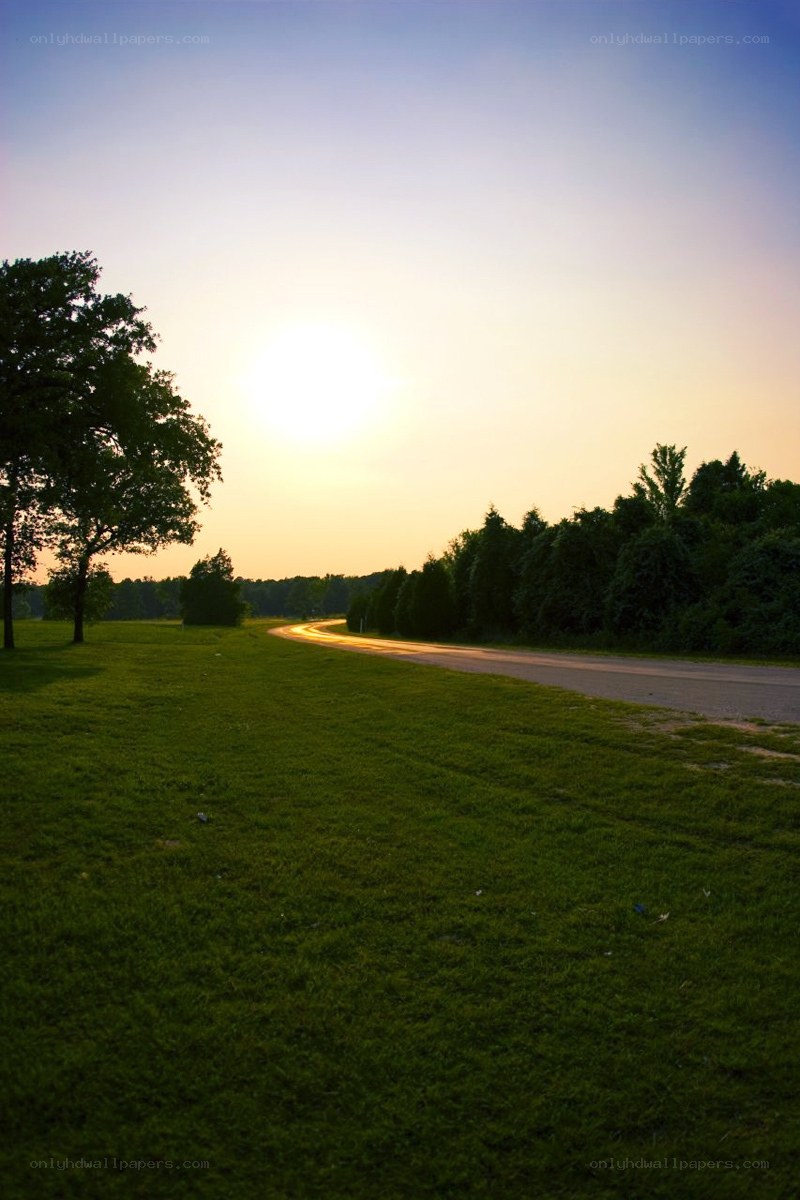 Sunset on a quiet road