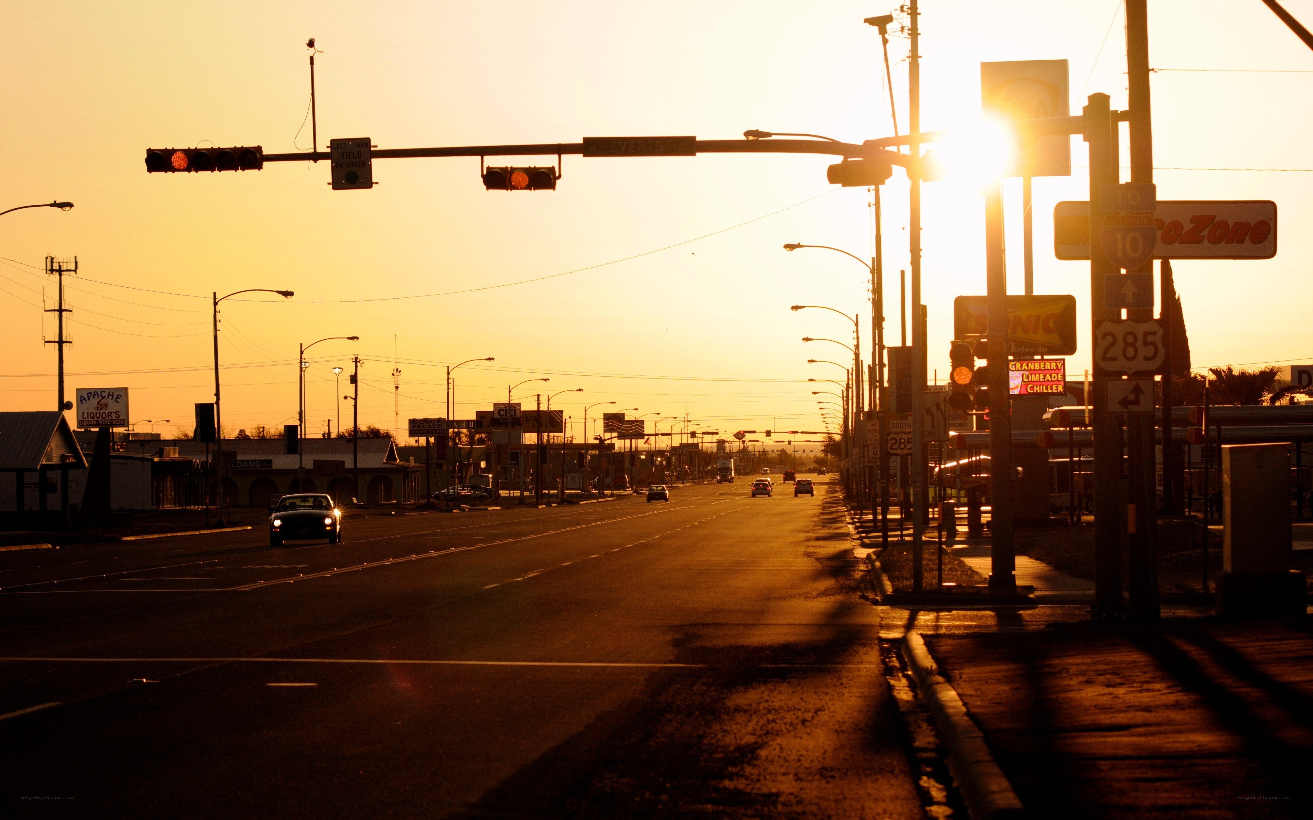 Sunset on a quiet street