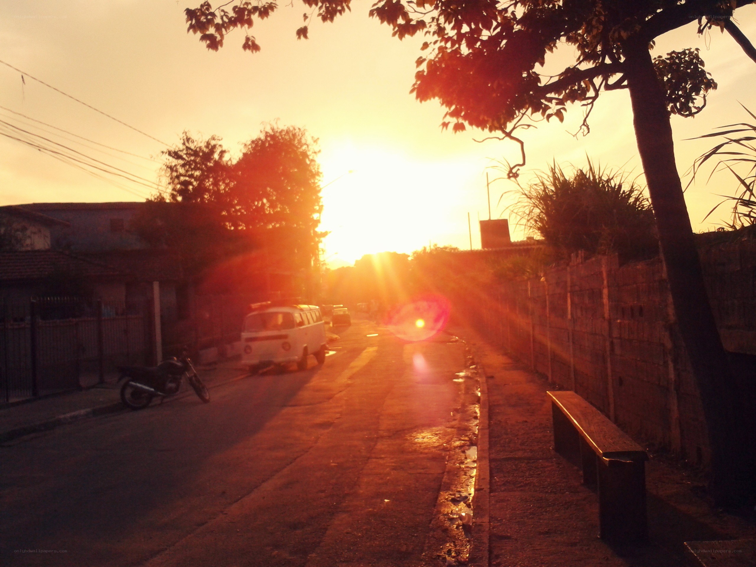 sunset on a quiet street