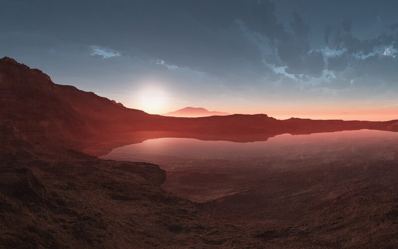 sunset on a red planet