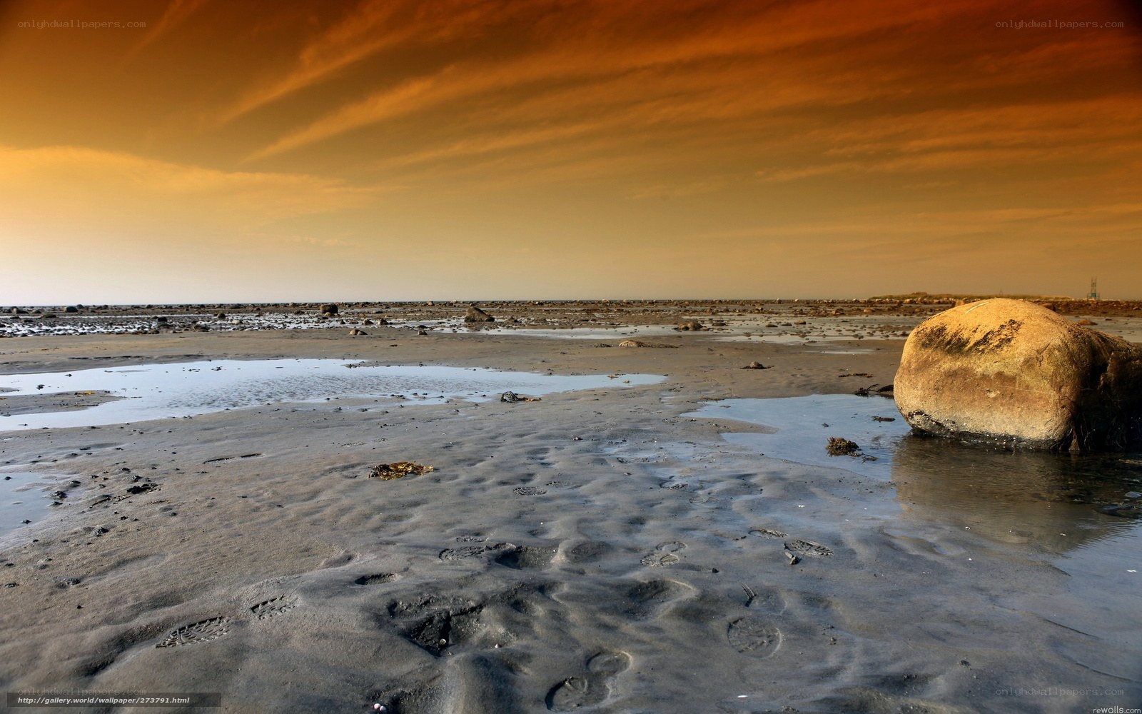 Sunset on a rocky beach