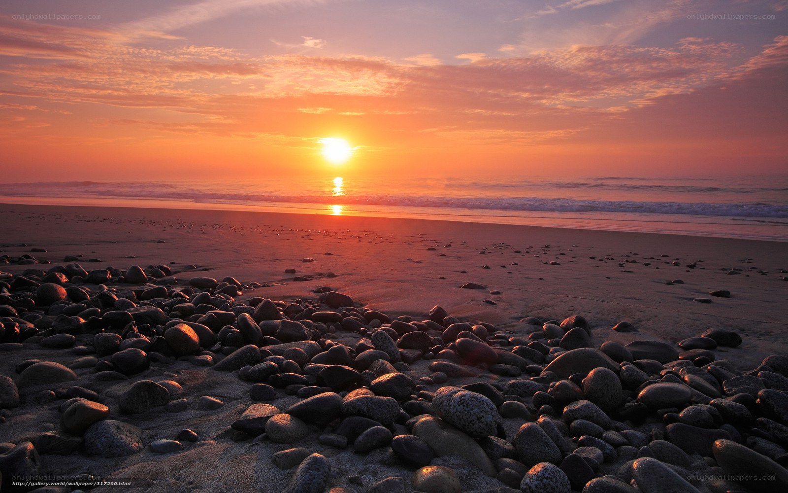 Sunset on a rocky beach