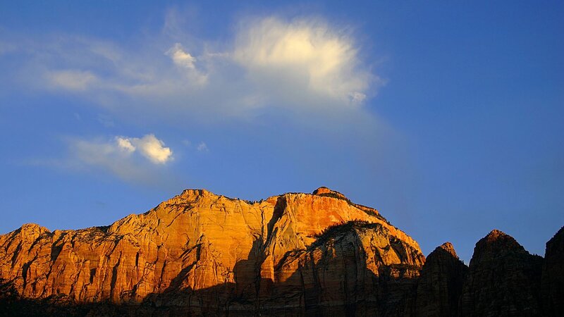 Sunset on a rocky mountain