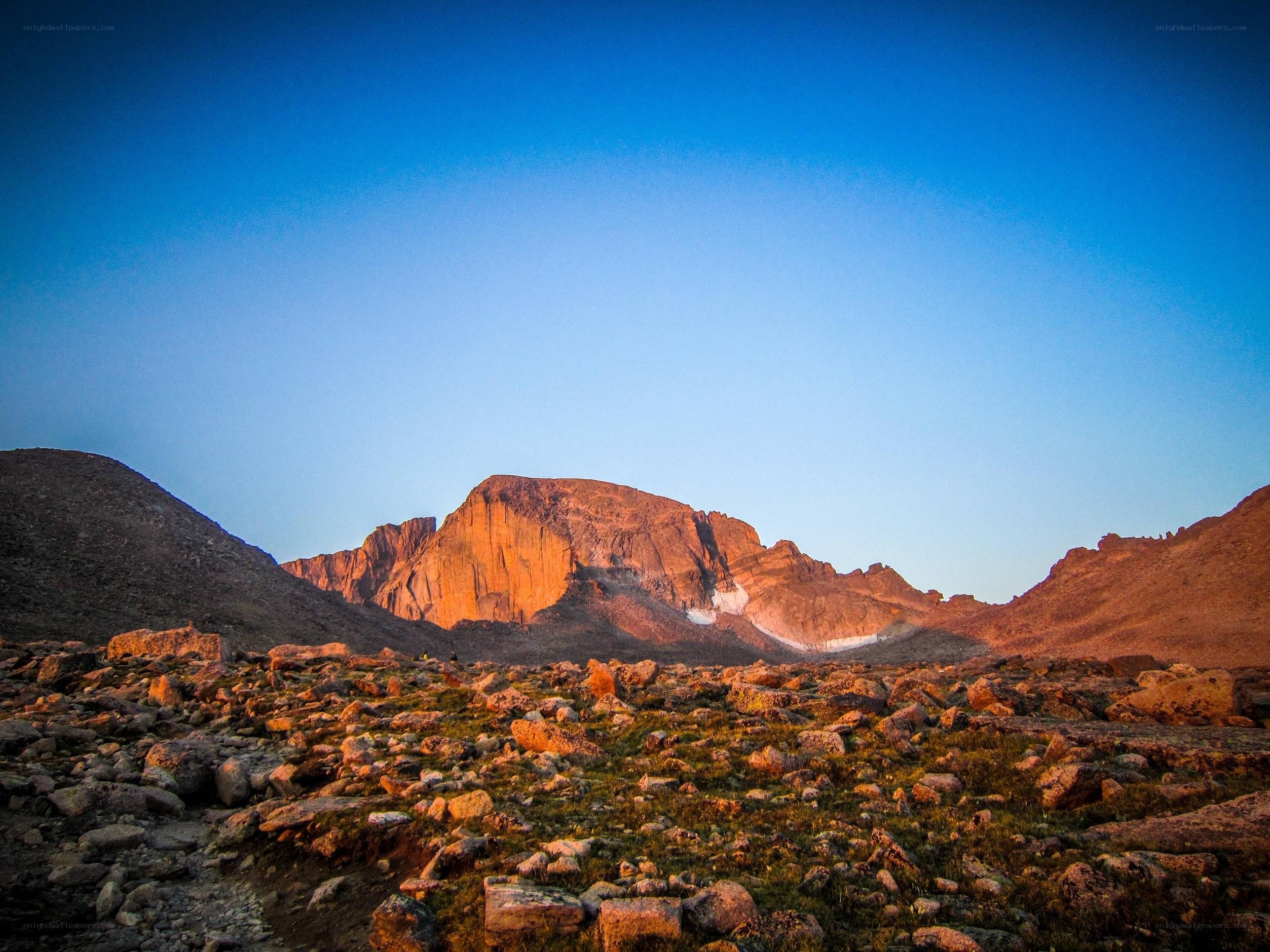 Sunset on a rocky mountain