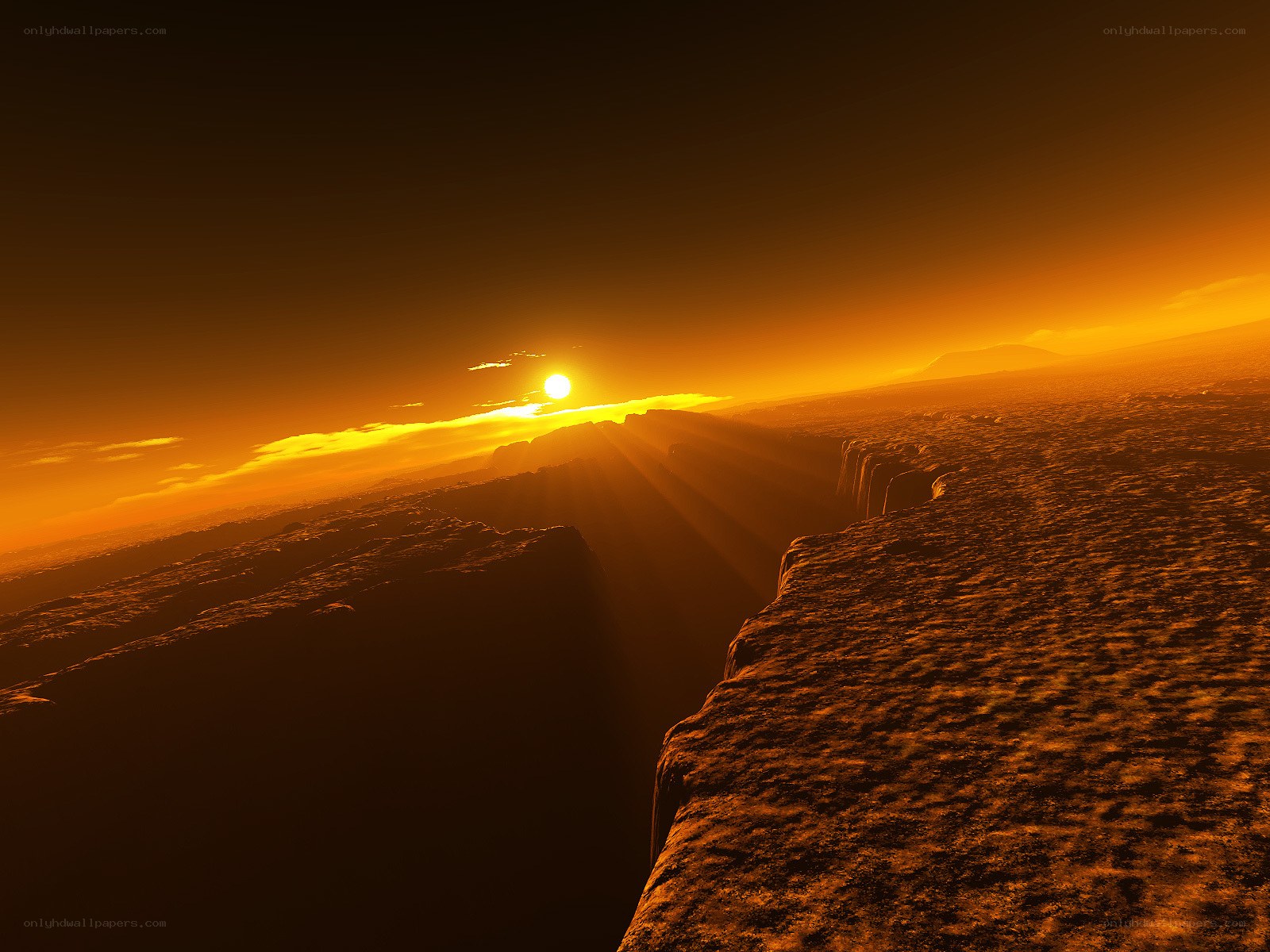 Sunset on a rocky planet