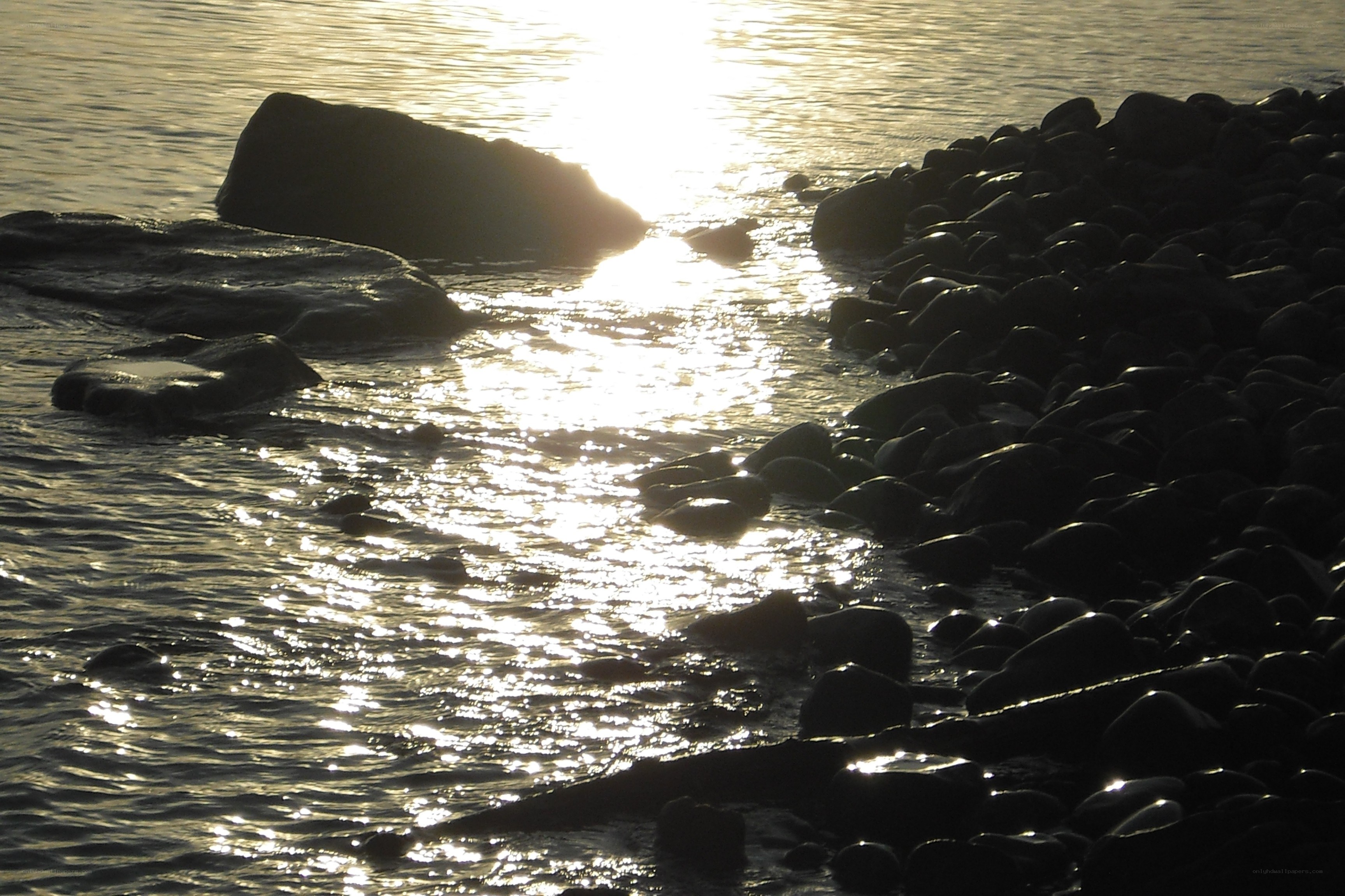 Sunset on a rocky shore