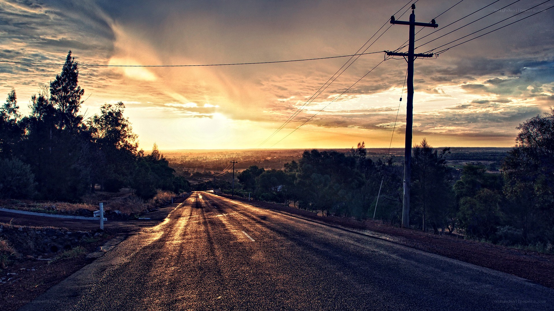 Sunset on a rural road