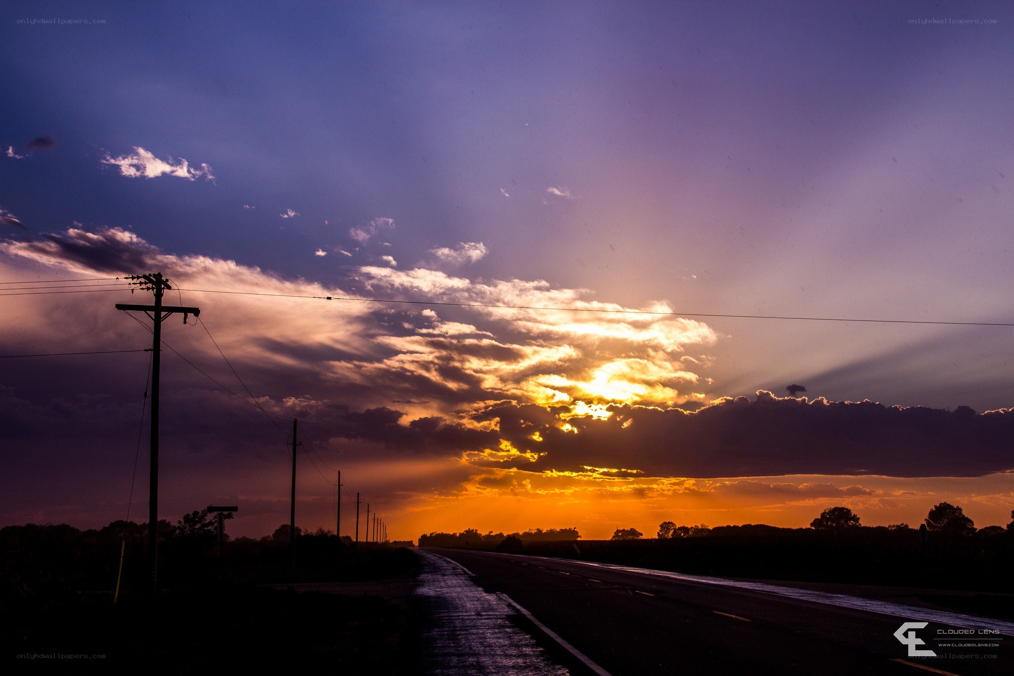 Sunset on a rural road