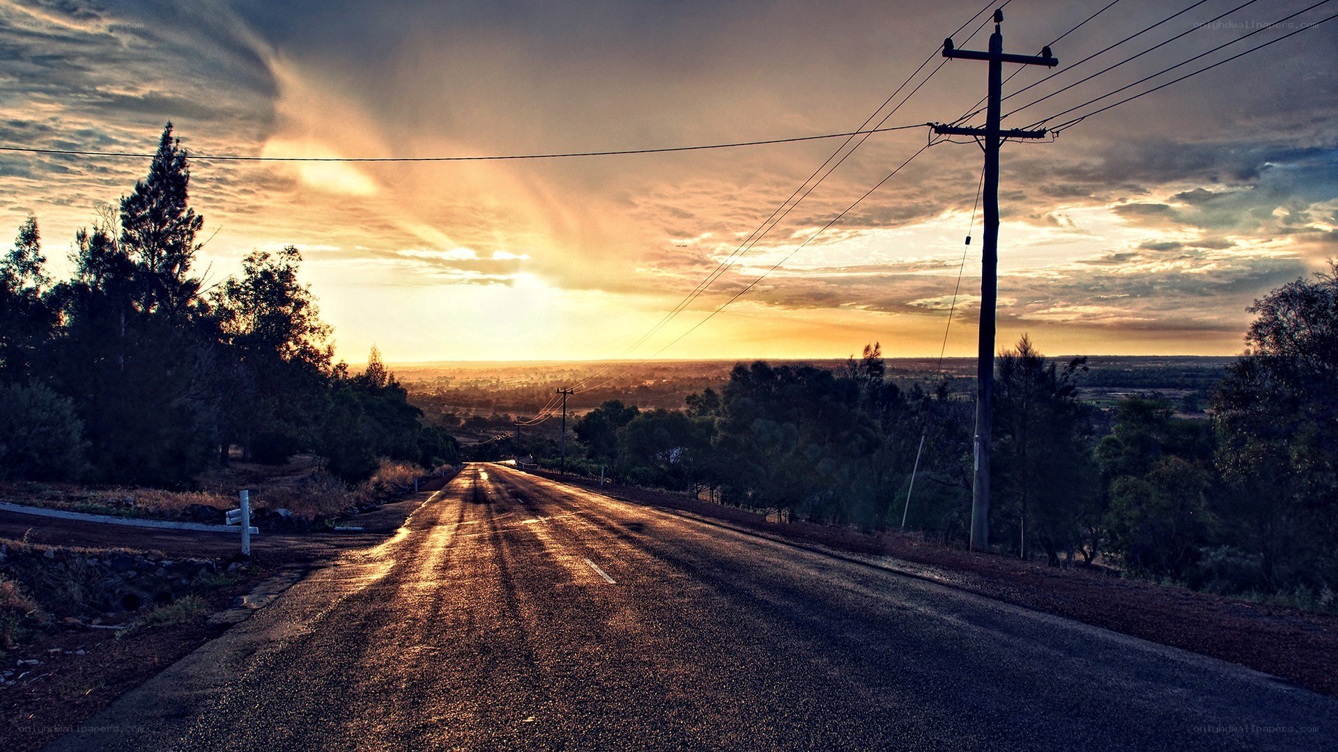Sunset on a rural road