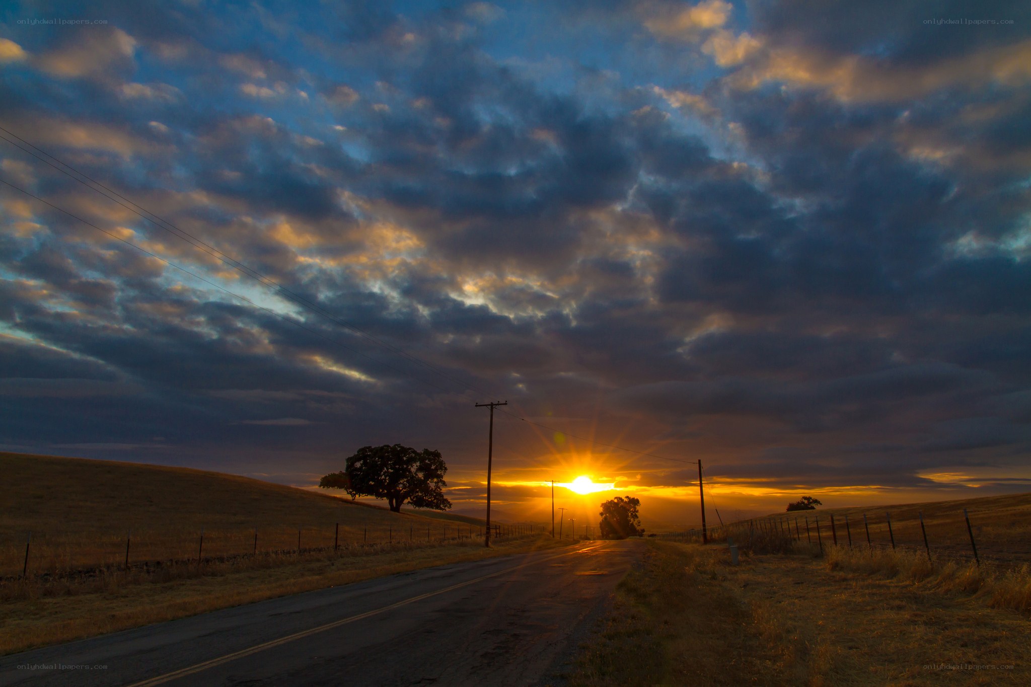 Sunset on a rural road
