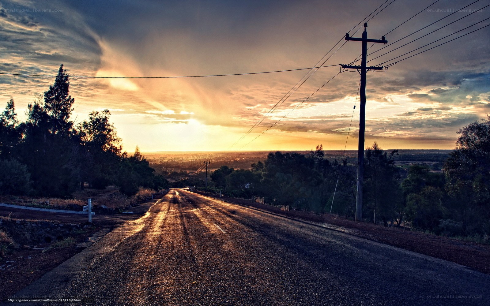 Sunset on a rural road