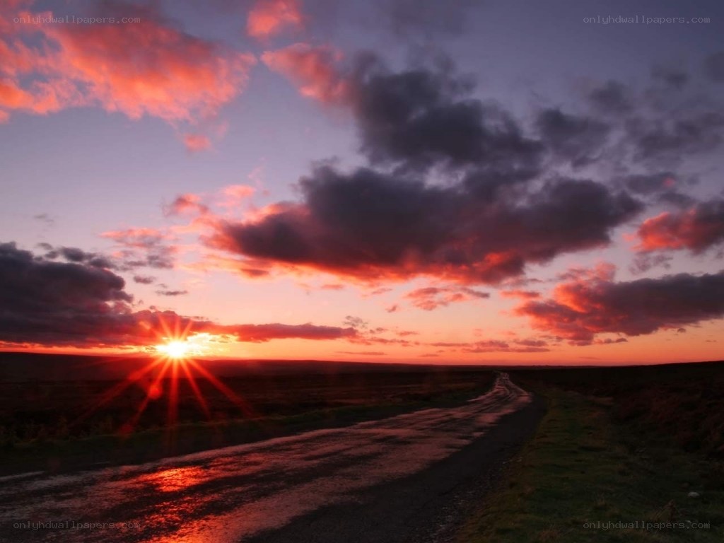 Sunset on a rural road