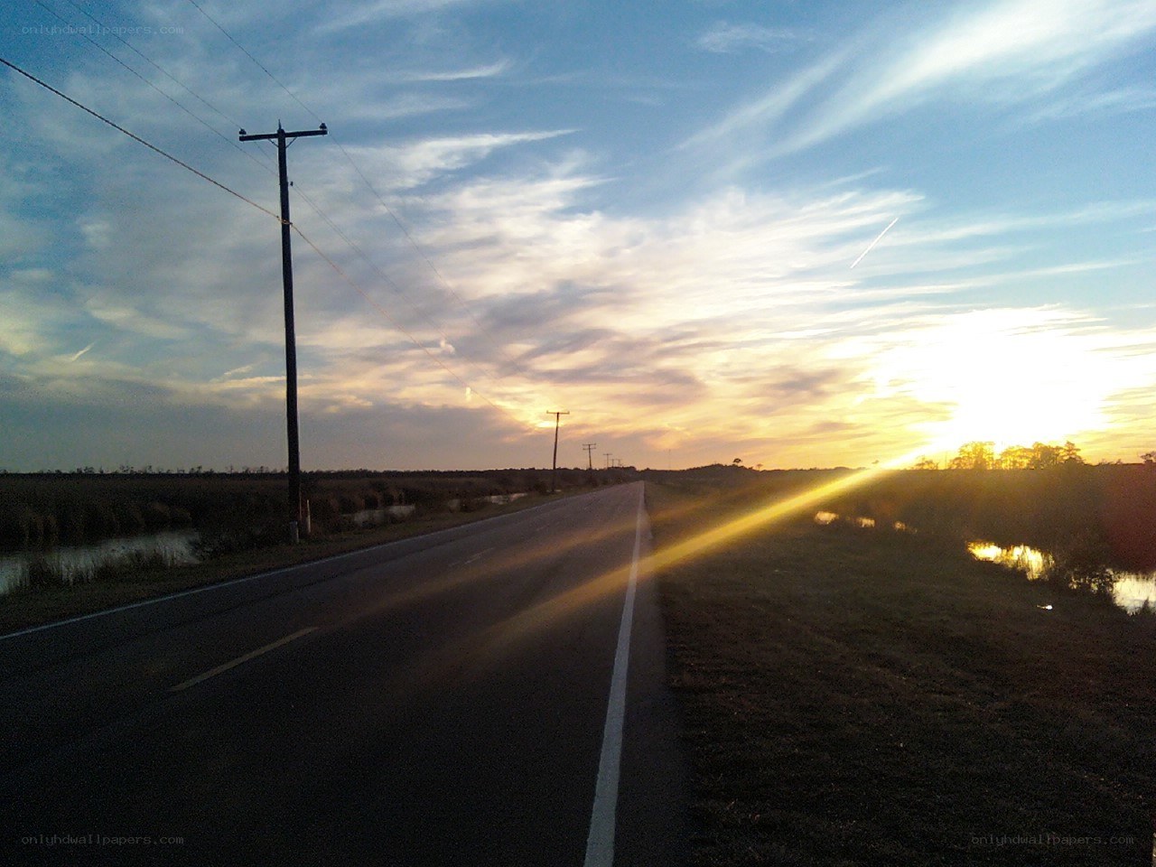Sunset on a rural road