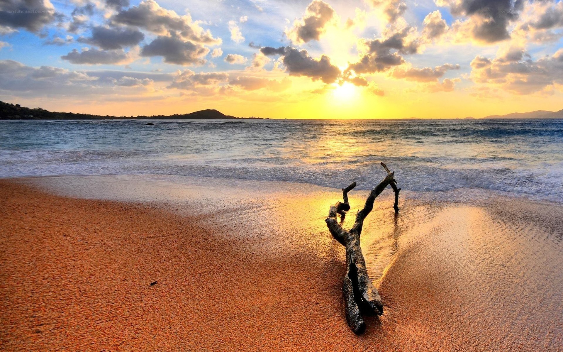 Sunset on a sandy beach
