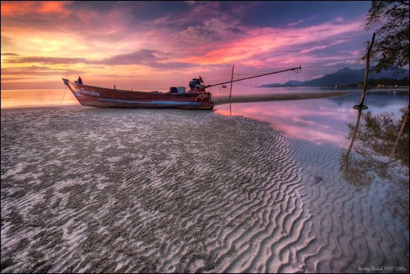 Sunset on a sandy beach