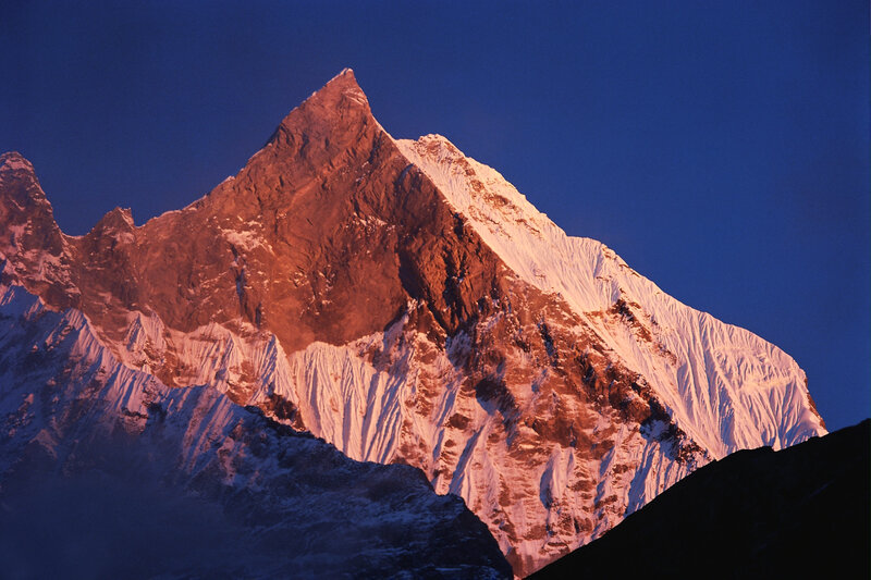 Sunset on a snow-capped mountain
