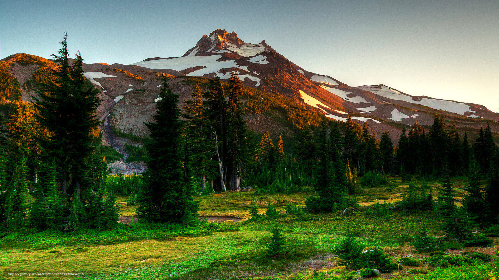 Sunset on a snow-capped mountain