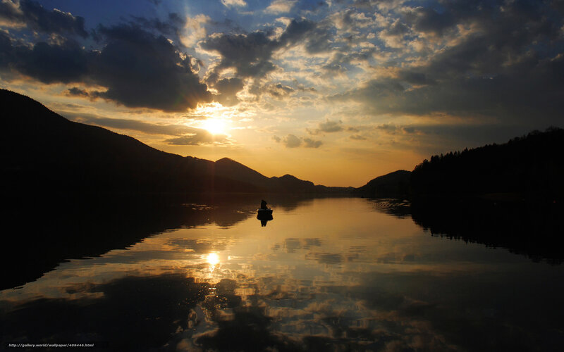 Sunset on a tranquil lake