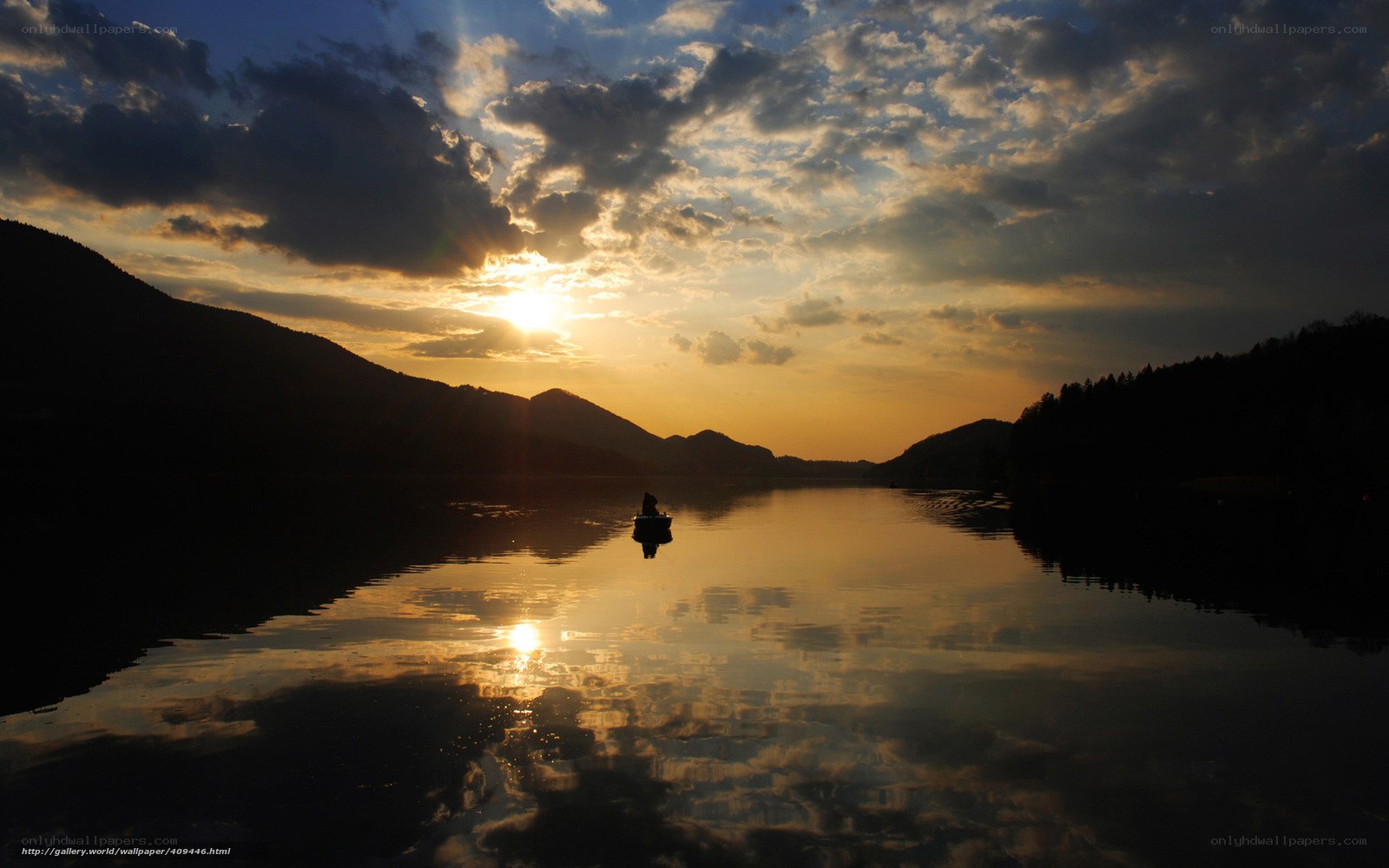 Sunset on a tranquil lake