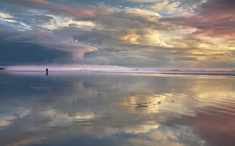 Sunset on a wet beach