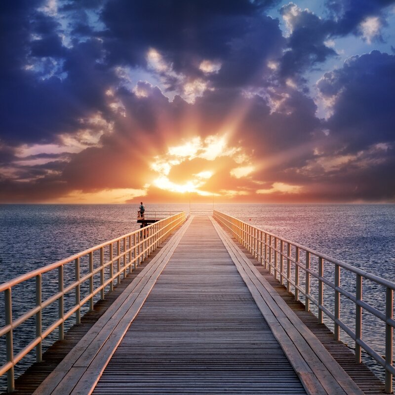 Sunset on a wooden pier